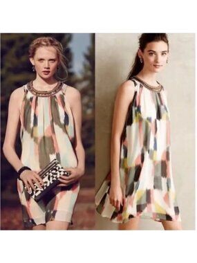 Anthropologie | Dresses | Anthropologie Maeve Halter Bowfront Aline Mini  Dress | Poshmark